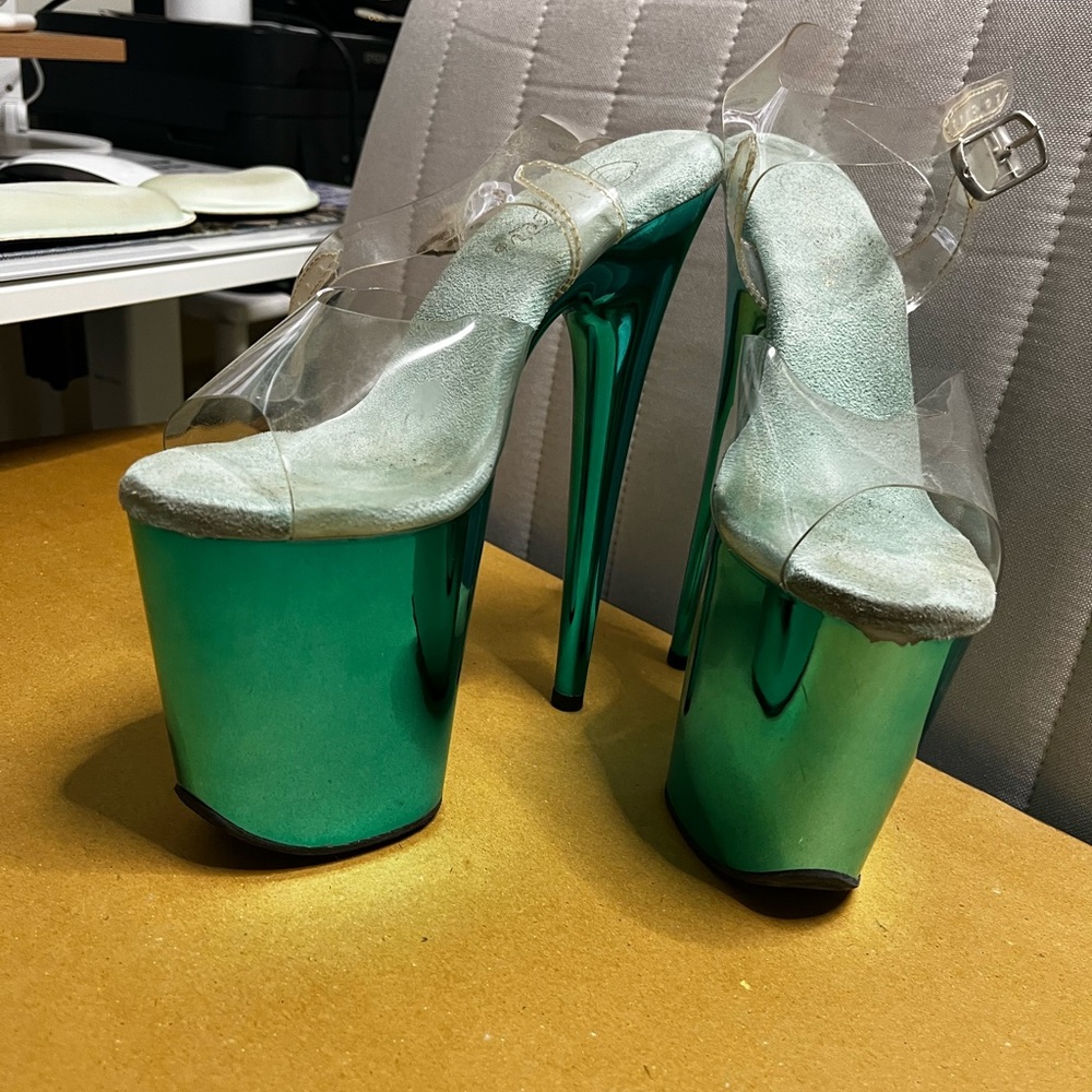 Teal Pleaser Platform High Heels
